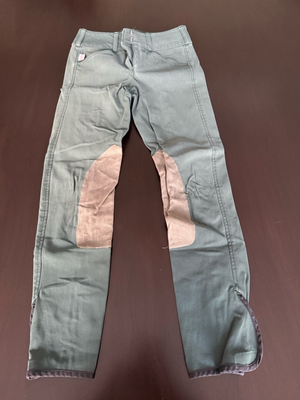 The Tailored Sportsman Kids Green Breeches with Tan Knee Patches